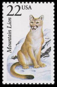 US 2292 North American Wildlife Mountain Lion 22c single MNH 1987