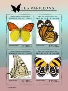 Guinea - 2019 Butterflies on Stamps - 4 Stamp Sheet - GU190215a