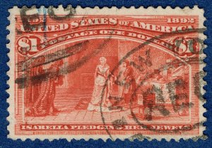 [0881] 1893 Scott#241 used $1 salmon Cat$525