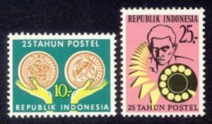 Indonesia Sc# 792-3 MNH 25th Anniversary of Postal Service