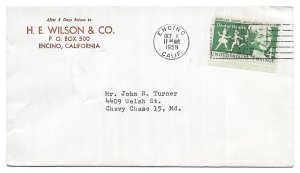 Encino, California 1959, Cover, H.E. Wilson & Co Stamp Dealer, Dunning Letter