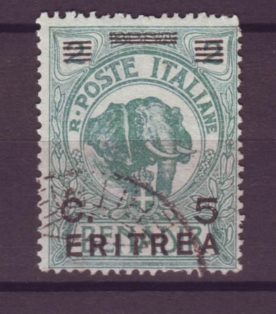 J21226 Jlstamps 1922 eritrea used #59 elephant ovpt