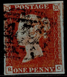 GB QV SG8, 1d red-brown PLATE 43, USED. Cat £50.  RC 