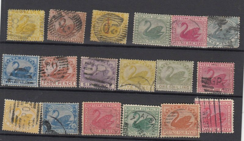 Western Australia Unchecked Swan Collection Of 18 Fine Used JK6312