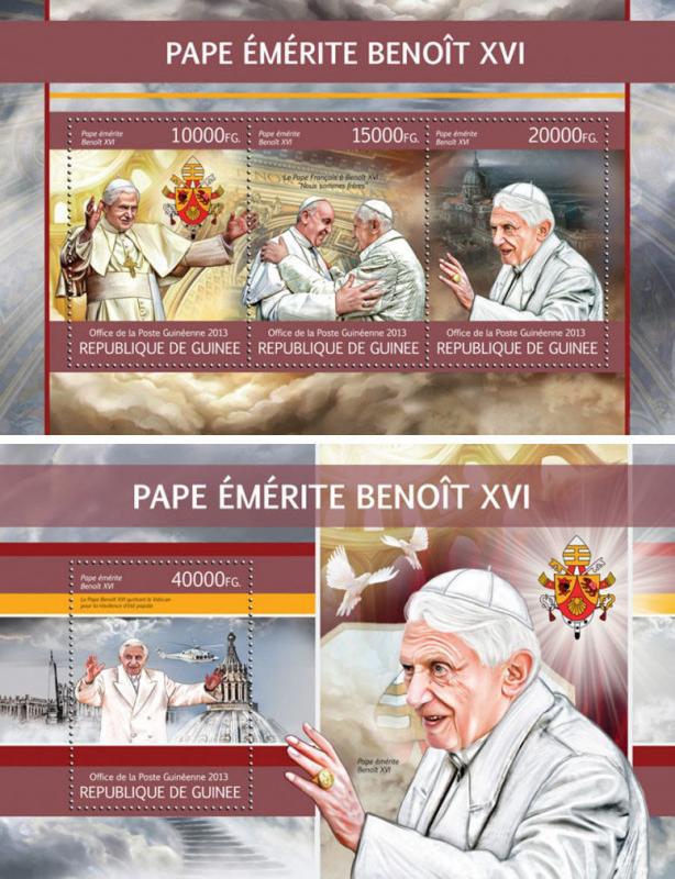 Pope Benedict XVI Religion Vatican Politics Guinea MNH stamp set