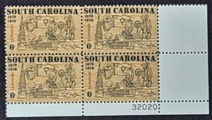 US Scott # 1407; 6c South Carolina from 1970; MNH, og, VF plate block of 4