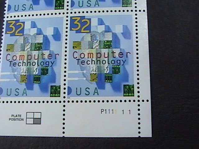 US # 3106-MINT/NEVER HINGED--LR--PLATE # BLOCK OF 4--COMPUTER TECH--1996