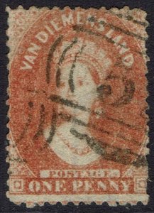 TASMANIA 1863 QV CHALON 1D PERF 12½ USED