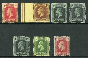 Cayman Is SG60/67 1921 Set of 5 (extra 1/- shades) wmk Mult Crown CA M/M