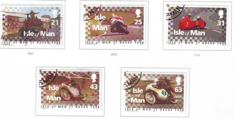 Isle of Man Sc 788-92 1998 TT Races stamp set used