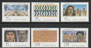 1990 New Zealand - Sc 997-1002 - MNH VF - 6 singles - The Maori