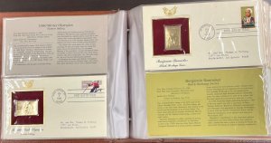 42 Golden Replicas US Stamps 22kt Gold Surface album FDC covers 1980-1981