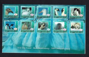 Ross Dependency: 1994, Definitive set on First Day Cover, Birds, Penguins. 