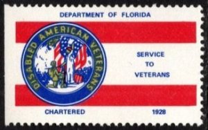 Vintage US Poster Stamp Department Of Florida Disabled American Veterans