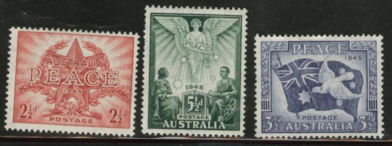 AUSTRALIA Scott 200-202 MH* end of WW2 Peace set 1945