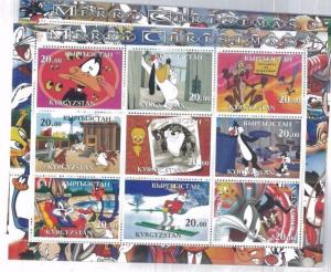 LOONY TOONES 2001 MERRY CHRISTMAS Souvenir Sheet MNH from Kyrgyzstan - E52 -E54 