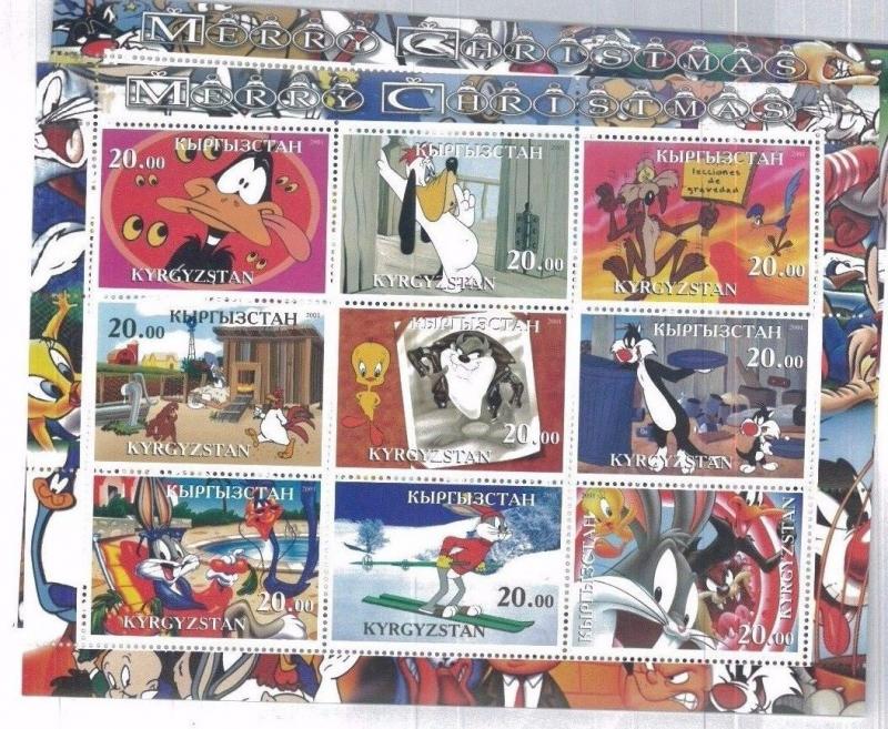 LOONY TOONES 2001 MERRY CHRISTMAS Souvenir Sheet MNH from Kyrgyzstan - E52 -E54 