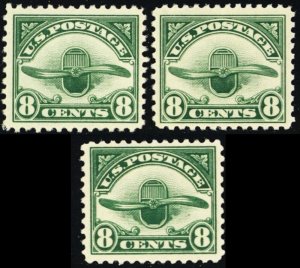 C4, Mint NH 8¢ Group Of Three Stamps SCV $105.00 - Stuart Katz