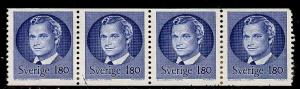 Sweden Scott # 1368, strip of 4, coil # 40 on back, used