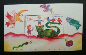 Germany For Our Children 2001 Drawing Cat Pets Butterfly Bird Snake (ms) MNH