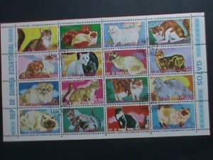 GUINEA EQUATORIAL-1974- COLORFUL BEAUTIFUL LOVELY  CATS CTO SHEET- VERY FINE