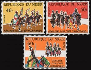 Niger 402-404, MNH. Michel . Traditional chief's cavalry, 1977.