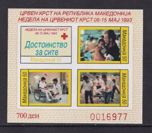 Macedonia #RA32-RA35  MNH 1993 postal tax sheet   imperforated .  Red Cross