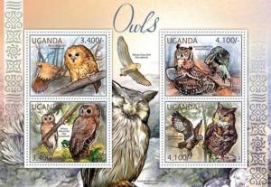 Owls Eulen Birds Vögel Animals Fauna Uganda MNH stamp set