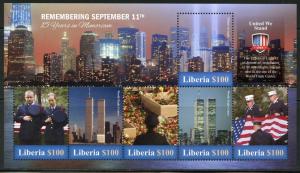 LIBERIA 2016 REMEMBERING SEPTEMBER 11th...  15 YEARS IN MEMORIAM  SHEET  MINT NH