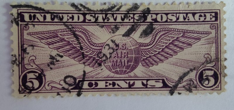 SCOTT #C16 USED FIVE CENTS AIRMAIL TRANS-ATLANTIC