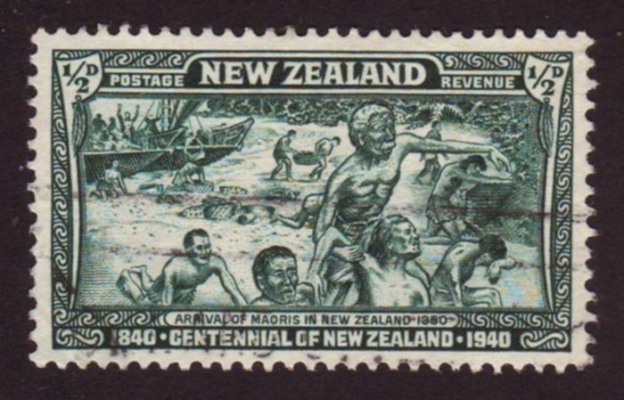 New Zealand 1940 Sc#229 SG#613 1/2d Green Maori Centennial Used