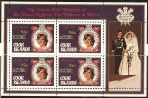 Cook Islands 1983 Scott 739 Surcharges sheet of 4 MNH