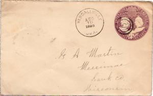 United States Iowa Kendallville 1893 target  1874-1915  2c Columbian Envelope.