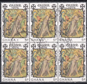 Ghana 1974 Sg700 5p Multicoloured Used Block Of 6 Easter