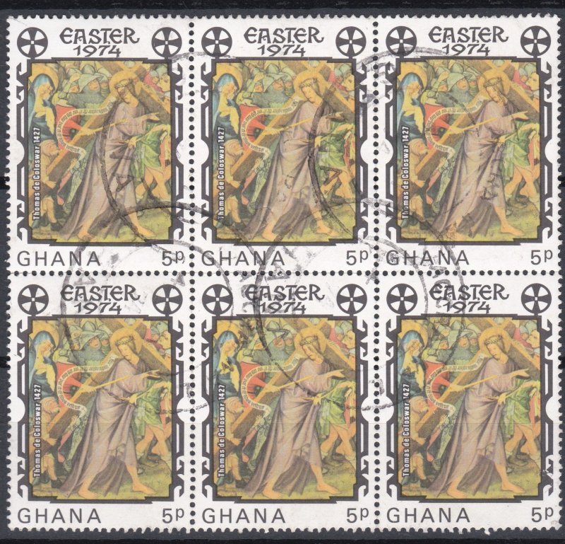 Ghana 1974 Sg700 5p Multicoloured Used Block Of 6 Easter