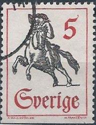 Sweden 756 (used) 5ö post rider (perf. 12½ on 3 sides) (1967)