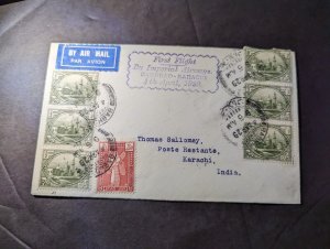 1929 Iraq Airmail First Flight Cover FFC to Karachi India via Imperial Airways