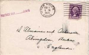 United States Connecticut Haven 1935 machine  3c Washington to England with v...