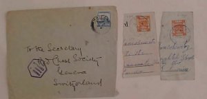 PALESTINE TO RED CROSS GENEVA 1941 & 1919 #9A JERUSALEM x2 PIECES ONLY