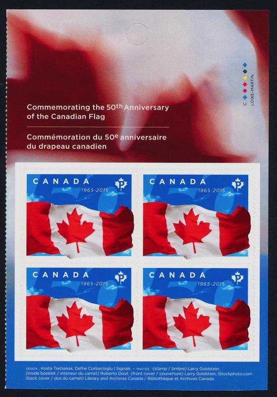 Canada 2807a Right Booklet Pane MNH 50th Anniversary of the Canadian Flag