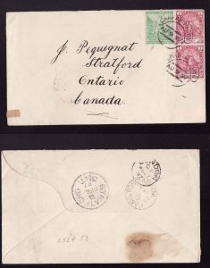 Cape of Good Hope-cover #14302-Grahamstown Au 9 1897-to Canada-B/S Stratford,