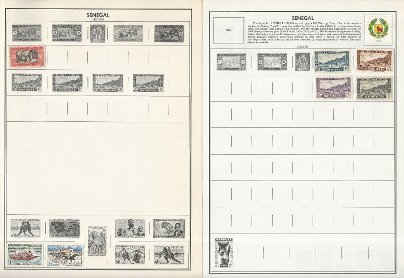 Senegal Stamp Collection on 10 Scott & Harris Pages, JFZ