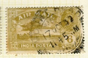 INDIA; 1927 early GV Airmail issue fine used 6a. value