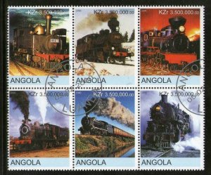 Angola Used Block Of 6 Steam Locomotives 2000