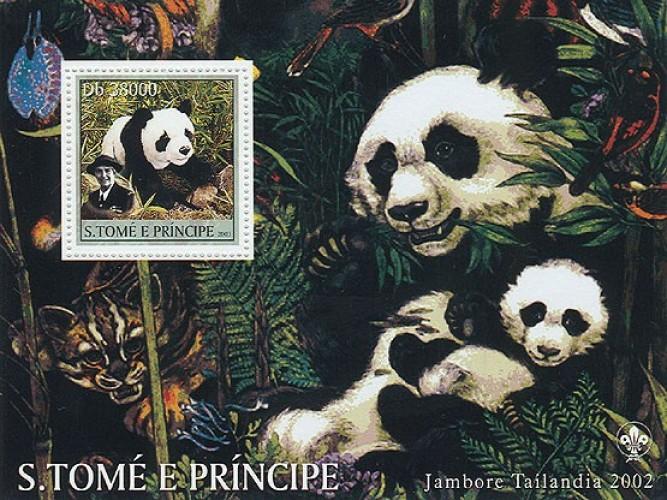 SAO TOME E PRINCIPE 2003 SHEET JAMBOREE SCOUTS PANDA BEARS WILDLIFE st3232