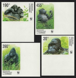 DR Congo WWF Grauer's Gorilla 4v Imperf 2002 MNH MI#1708-1711