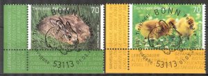 Germany 2016 Fauna Birds Gray Goose Rabbits Mi. 3217/8 Used CTO