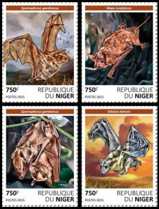 NIGER - 2015 - Bats - Perf 4v Set - Mint Never Hinged