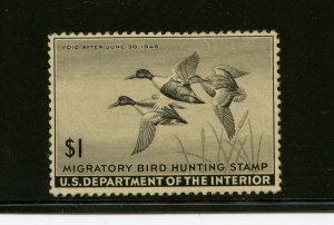 U.S. #RW12 (U872) Federal Duck, Shoveller in flight, 1945, MNH, F-VF, CV$100.00