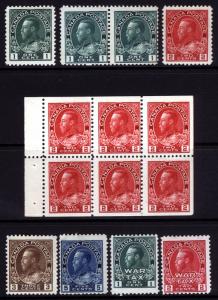 Canada #104-#111, #MR1&#MR2 1c-8c 1911-23 King George V  Mint & MLH 8 items